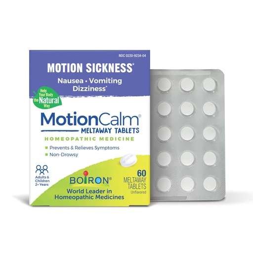 [BRSW2AAKOUOQY3TF] Boiron MotionCalm Relief for Nausea, Vomiting, or Dizziness associated with Motion Sickness Due to Travel, Amusement Rides, and Video Games or VR - Non-Drowsy - 60 Count
