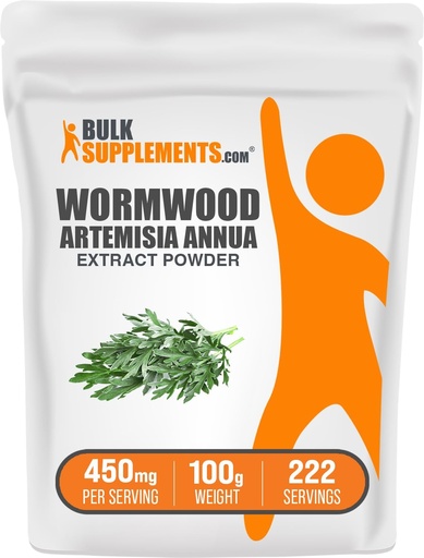 [BRSRA2YFOJYBAGTG] BulkSupplements.com Wormwood Extract Powder - Artemisia Annua Sourced from Sweet Wormwood Leaves, Herbal Supplement - Gluten Free, 450mg per Serving, 100g (3.5 oz) (Pack of 1)