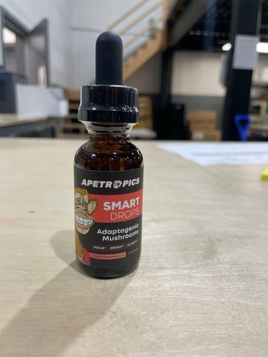 [BRSROYI6CVYA4HQ4] Apetropics Smart Drops - Adaptogenic Mushroom Tincture with Lion’s Mane, Cordyceps, Turkey Tail, Chaga, Reishi - Nootropic Supplement - Peach Watermelon Flavor, 30-Servings