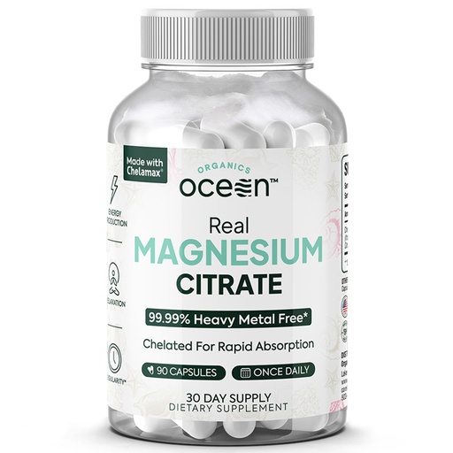 [BRSRAA33CUFAGHIY] Organics Ocean Real Magnesium Citrate - High Absorption Magnesium Supplement - Chelated Magnesium to Support Energy, Relaxation, and Regularity