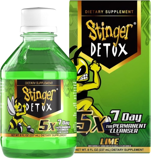 [BRSWIZQDBAGRA33G] Stinger Detox 5X 7-Day Extra Strength Permanent Drink – Lime Flavor – 8 FL OZ