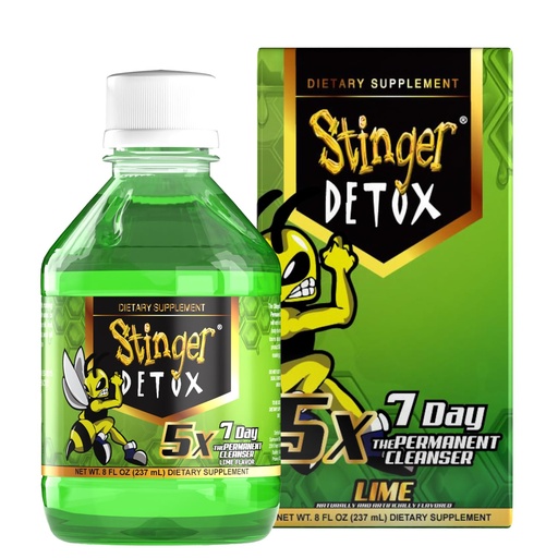 [BRSWIZQDBAGRA33G] Stinger Detox 5X 7-Day Extra Strength Permanent Drink – Lime Flavor – 8 FL OZ