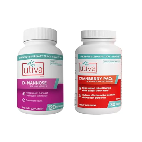 [BRSROHALOYIWMETL] Szio+ 20% Bundle - Utiva Cranberry PACs 30 Vegi Capsules Cranberry Supplement for Urinary Tract Health + Utiva D-Mannose 500mg 120 Capsules to Support Urinary Tract Health