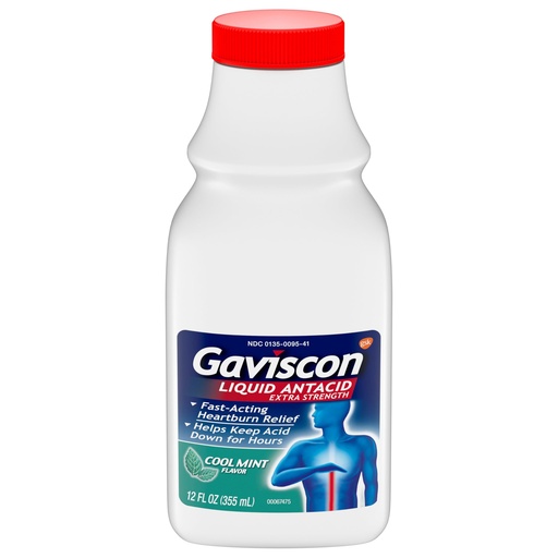 [BRSWIYQOAACRCHAV] Gaviscon Extra Strength Cool Mint Liquid Antacid for Fast-Acting Heartburn Relief, 12 Ounces