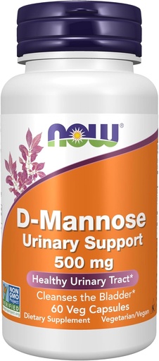 [BRSROZ35OYCBMC3O] NOW maisto papildai, D- Mannose 500 mg, Ne GMO Projektas patikrintas, Sveikas Šlapimo Tract *, 60 Veg kapsulės