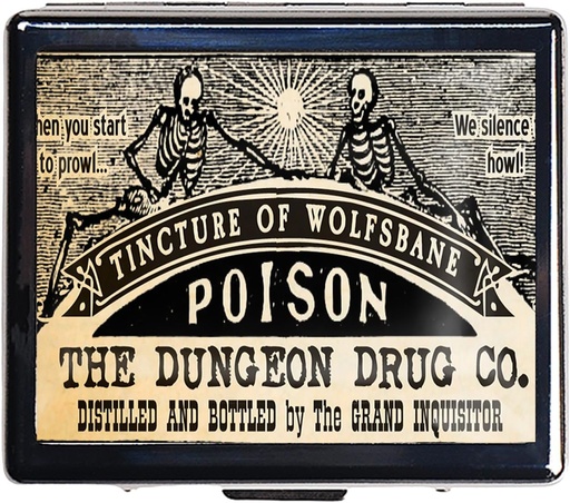 [BRSROGADOUMRSCQV] Sudraba Vintage Pill Box 7 Day Metal Pill Box ar spoguli un 8 Iedalījumi Cute Travel Pill Organizators Purse (Vintage Skull Poison)