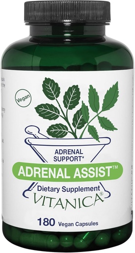 [BRSWKYQMOYBWKFTK] Vitanica Adrenal Assist, Adrenal Support, Vegan, 180 Count