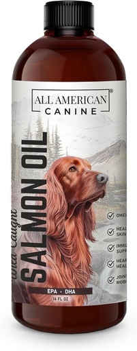 [BRSROCYTDEJW2DYU] Wild Caught Salmon Oil | Optimal Source Omega 3 Fish Oil Liquid Food Supplement for Dogs Skin, Coat, Joint, and Immune Health, 16 fl oz