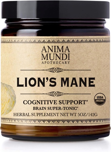 [BRSWGBDYCMAQIYL6] Anima Mundi Apothecary Lions Mane Brain Tuner Mushroom Powder - Organic Lions Mane Extract Powder for kognitiv støtte - Organic Mushroom Powder Supplement (5oz / 141g)