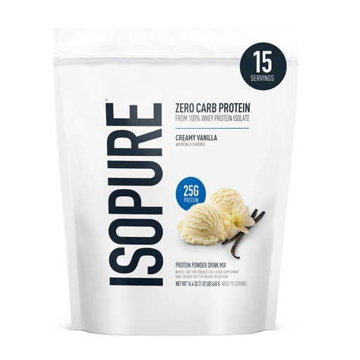 [BRSWIYA4OQIA4ALU] Isopure Zero Carb 100% Pure Whey Isolate Protein Powder, Lactose Free, Gluten Free, with Vitamins, Creamy Vanilla, 25g Protein Per Serving, 1 Lb, 15 Servings (Packaging May Vary)