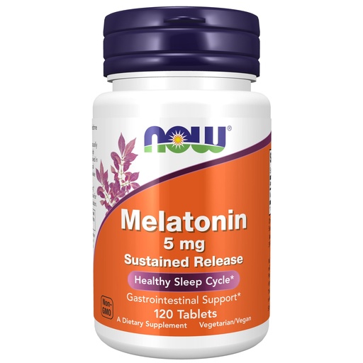 [BRSWGBAZCMIBYHYU] NOW Foods Supplements, Melatonin 5 mg, Sustained Release, Formulated for a 4-Hour Release Period, 120 Tablets