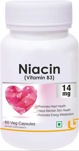 [BRSRAAQ2OABBUAL5] Niacine 14mg Vitamine B3 avec Inositol Supplément de 50mg - 60 gélules
