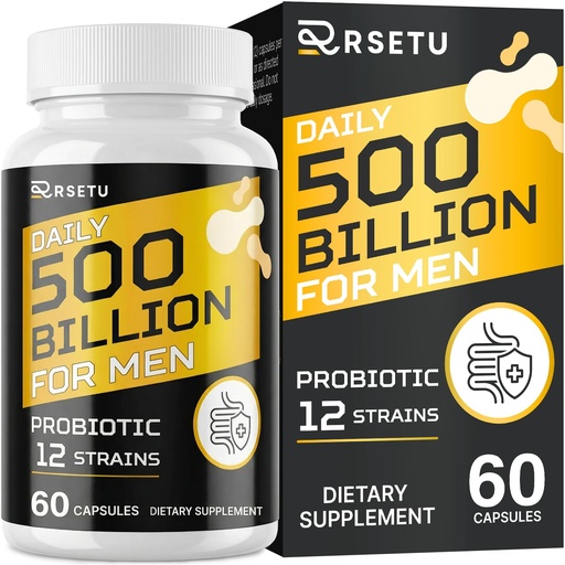 [BRSROHQDOV5RYE3D] Probiotics for Men, 500 Billion CFUs & 12 Strains Mens Probiotic with Turmeric Cranberry, Goji, Gut Health for Men, for Digestive Health, Gut, Bloating & Gas, Immune, Energy Support, 30-Day Supply