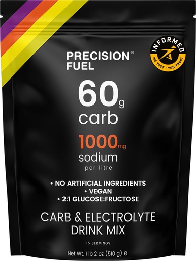 [BRSRMAIRCJ6GEFY3] Precision Fuel PF60 Carb & Electrolyte Drink Mix Powder for Hydration & Energy - Endurance Sports Nutrition, Vegan, Hypotonic - 60g Carb, 1000mg Sodium per Litre - Mild Citrus Flavor, 1-Pack