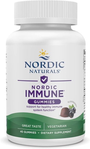 [BRSRMZD5BEOWEYA7] Nordic Naturals Immune Gummies, Elderberry, 40 Immune Support Gummies, Chewable Vitamins for Daily Immune Support, Non-GMO, Vegetarian, 20 Servings