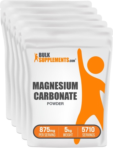 [BRSWIAY5OYPRKHQV] BulkSupplements.com Magnesium Carbonate Powder - Magnesium Supplement, Unflavored & Food Grade - Gluten Free, 875mg zerbitzatu bakoitzeko, 5 kg (11 kg)