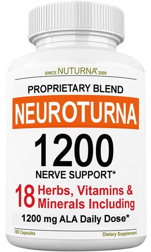 [BRSWYA32DJ5QG335] Neuroturna Support Supplement with 1200 mg Pure Alpha Lipoic Acid - Maximum Strength Formula with ALA + Vitamins + Minerals + Herbs - Best Natural Support - 180 Capsules