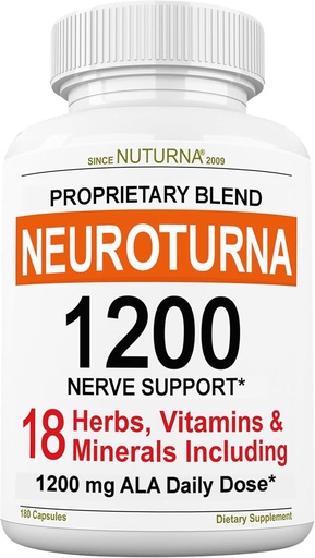 [BRSWYA32DJ5QG335] Suplemento de apoio á neuropatía con 1200 mg de ácido alfa lipoico puro - Fórmula nerviosa de forza máxima para fortificar os nervios nos dedos, mans, toas e pés - Mellor soporte de alivio nervioso natural - 180 cápsulas