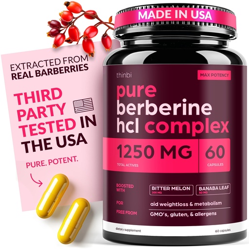 [BRSROED6OQPBA23V] Artnaturals Berberine Supplement Potent Botanical Capsules for Weight Management with Bitter Melon and Banaba Leaf - HCl from Barberry Extract- 30 Servings