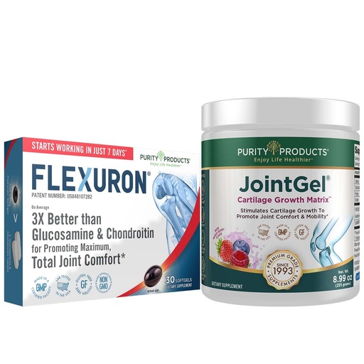 [BRSWYCT7O4NAG3IU] Purity Products Flexuron Joint Formula + Joint Gel Flexuron (Krill Oil, Low Molecular Weight Hyaluronic Acid, Astaxanthin) - Joint Gel Berry Powder (Bioactive Collagen Peptides + MSM)