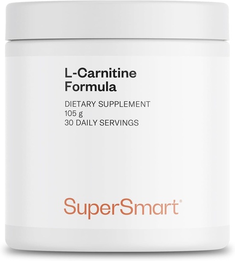 [BRSWIHQZBEMWE3YV] Supersmart - L-Carnitine Formula (Natural Lemon Flavor) - 2-in-1 with Acetyl L-Carnitine & L-Carnitine Tartrate Powder - Amino Acids Complex Supplement | Non-GMO & Gluten Free - 105 g