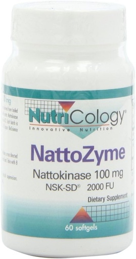[BRSWIY3QAQIB6236] Nutricology NattoZyme - Nattokinase Supplement NSK-SD 2000 FU, 100mg, for Men and Women, Hypoallergenic, Formula for Heart Support - 60 Vegetarian Softgels