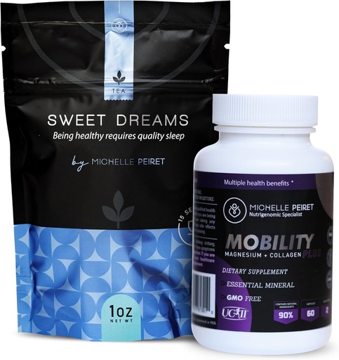 [BRSRAAYHAUNA2GYY] Wellness Bundle with Valerian Root Sweet Dreams Tea & Mobility Magnesium with Collagen Powder Capsules, Natural Ingredients, 60 Servings