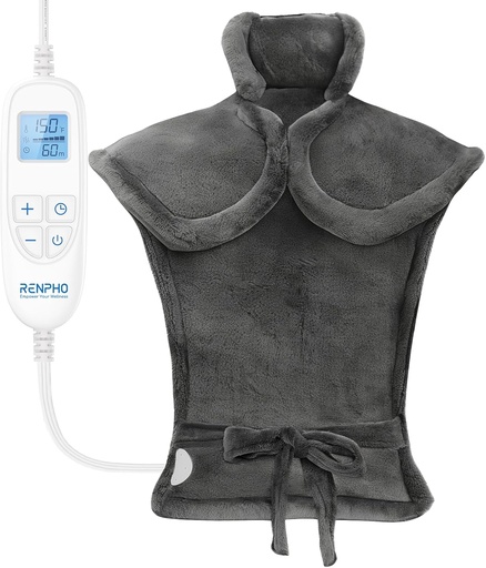 [BRSWY2YNOAMGM3LZ] RENPHO Electric Heating Pad for Back Pain Relief, Birthday Christmas Gifts for Women Men Mom Dad Elderly, FSA Eligible Items Only List, Large Heat Pad for Neck Shoulders, 24"x33", ETL Certified, Gray