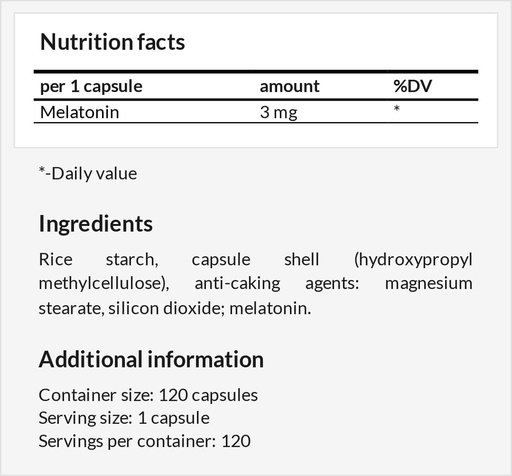 [BRSROFA3AANB4G32] APOLLO'S HEGEMONY Melatonin 3mg 120 caps.