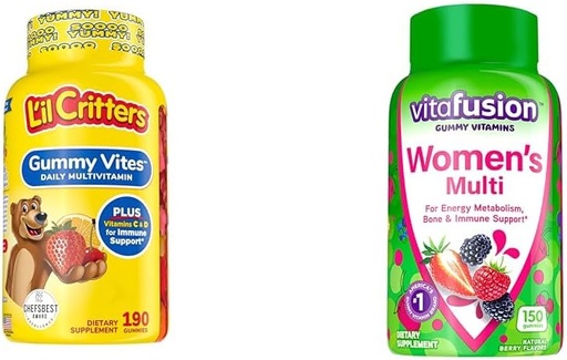 [BRSROAIKAQDQKGTZ] L’il Critters Gummy Vites Daily Gummy Multivitamin for Kids & Vitafusion Womens Multivitamin Gummies