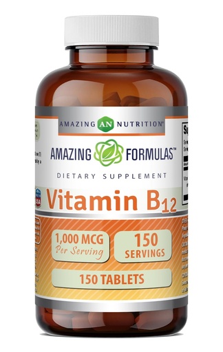 [BRSRA2YQC4MGK335] Amazing Formulas Vitamin B12 (Cyanocobalamin) 1000 Mcg per Serving | 150 Tablets Supplement | Non-GMO | Gluten-Free | Made in USA