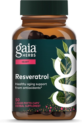 [BRSWIYL7C4ARQH3I] Gaia Herbs Resveratrol 150 - Beauty & Radiance Antioxidant Support - Lavet med japansk Knotweed - Indeholder 150 mg trans- Resveratrol per servering - 50 flydende Phyto- kapsler (25-dages forsyning)