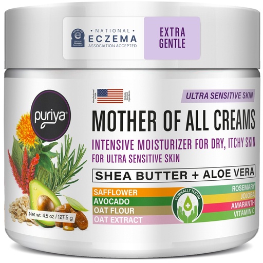 [BRSWGEI7CIARSHQY] Puriya National Eczema Association Accepted Cream 4.5 oz, Dry Itchy Skin Relief, Colloidal Oatmeal Lotion, For Kids, Adults, Face, Hands, Mother of All Creams, Plant-Based Hydration,No Fragrance Added