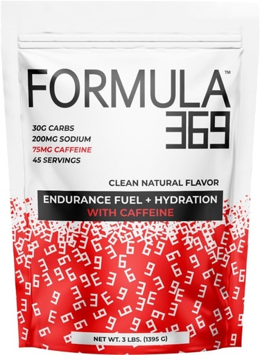 [BRSROZA6AACA2HTV] Formula 369 with Caffeine, Endurance Fuel Drink Mix, 3 Pound Bag with 45 Servings, 30g of Carbs and 75mg of Caffeine per Serving, high carb Mix with 1:1 Ratio Glucose to Fructose, Vegan, Gluten Free