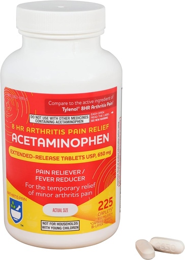 [BRSW2CQDAR6QKELL] Acétaminophène rite 650mg Caplets à libération prolongée d'arthrite - 225 Nombre