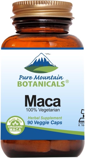 [BRSWIAI5CMPRAHYZ] Pure Mountain Botanicals Maca Root Capsules - Kosher Vegan Caps Ahora con 1000 mg Organic Raw Macca y Gelatinized Maca Root Suplemento