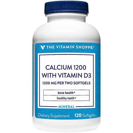 [BRSWIZQ4AF6GYHDE] The Vitamin Shoppe Calcium 1200MG - Bone Strength, Teeth Health & Muscle Function Support, Daily Mineral (120 Softgels)