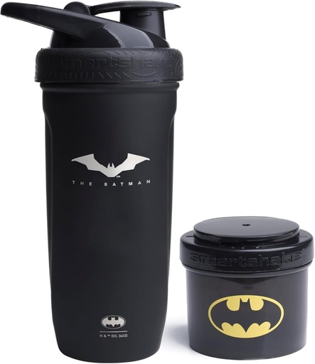 [BRSRABQYCIMWM33V] Smartshake DC Comic Bundle - Batman Protein Shaker Bottle – 900ml Leakproof Stainless Steel Shaker Bottle with 200ml Protein Powder Storage Container