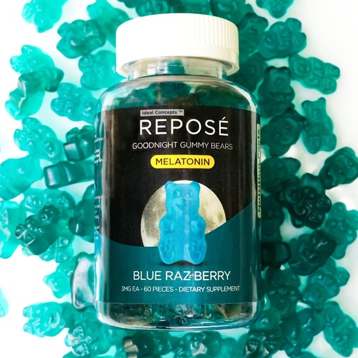 [BRSWYEIOAV7AO3I4] Reposé Goodnight Melatonin Gummies 3mg Per Serving, 30 Day Bottle (60 Gummy Bears) - Chewable Sleep Supplement for Adults - Non Habit Forming Natural Sleep Aid