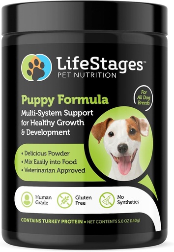 [BRSWGBT6CRYAAFYY] Stage 1: Puppy Formula 0-3 Years for Dog Weight Gain, Muscle & Joint Development, Healthy Skin & Coat | Omega 3 & 6, Spirulina, Vitamin B6 & Probiotics - Vet Approved
