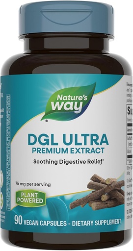 [BRSWGBTYOQBAOETA] Nature's Way DGL Ultra, Premium Licorice Root Extract, Soothing Digestive Relief*, With GutGard, 75 mg per Serving, No Gluten, 90 Vegan Capsules (Packaging May Vary)