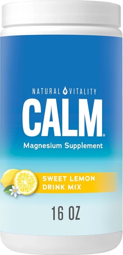 [BRSWIZY7DEEGIETC] Natural Vitality Calm, Magnesium Supplement, Anti-Stress Drink Mix Powder, Gluten Free, Vegan & Non-GMO, Sweet Lemon, 16 oz