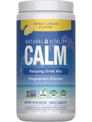 [BRSWIZY7DEEGIETC] Natural Vitality Calm, Magnesium Supplement, Anti-Stress Drink Mix Powder, Gluten Free, Vegan, & Non-GMO, Sweet Lemon, 16 oz