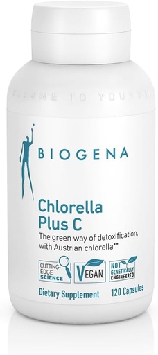 [BRSW2AAYC4CQECQY] BIOGENA WISSEN SCHAFFT GESUNDHEIT Chlorella Plus C - Green Alga Supporting Detox** - Kapsulak 900 mg Cloella Vulgaris Powder organikoa - Ez-GMO osagarria