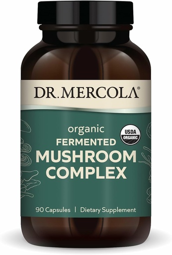 [BRSWIZIKOYOGKG3C] Dr. Mercola Organic Fermented Mushroom Complex - Supports Immune & Cellular Health - Whole Mushroom & Mycelium - Non-GMO & Gluten-Free - 90 Capsules (30 Servings)
