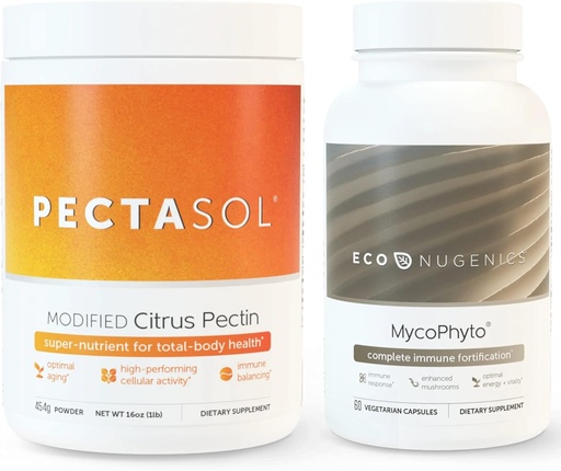 [BRSRMYAZDEBRSYDJ] EcoNugenics Ultimate Immune System Support Pack - PectaSol-C Modified Citrus Pectin- 454 Grams & MycoPhyto Medicinal Mushroom Health- 60 Capsules