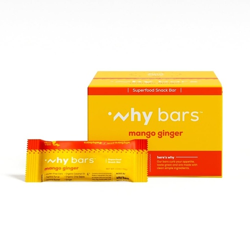 [BRSWGHD7BV5A23Q2] Why Bars, Protein Bars, Mango Ginger, 2.04 Ounce Bars (Pack of 12 Protein Bars) - Protein Bar Superfood, Gluten Free, Non GMO, Organic, Vegan, Simple Ingredients