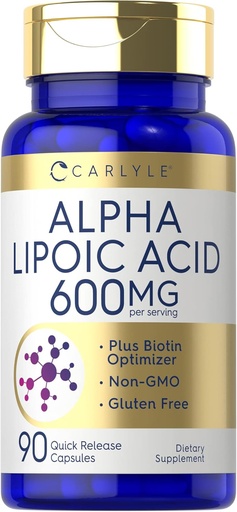 [BRSRMCQ5AUHRGCTU] Carlyle Alpha Lipoic Acid 600mg Mais Biotin Optimizer 90 cápsulas