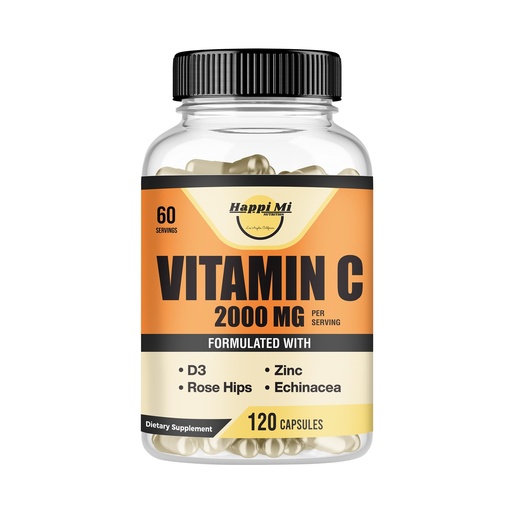 [BRSWYGI3AQCRMDY2] Vitamin C 2000mg per Serving with Zinc 40mg & Vitamin D3 5000 IU – Echinacea Extract & Rose Hip – 120 Vegan Capsules, 60 Day Supply, Non-GMO, No Fillers