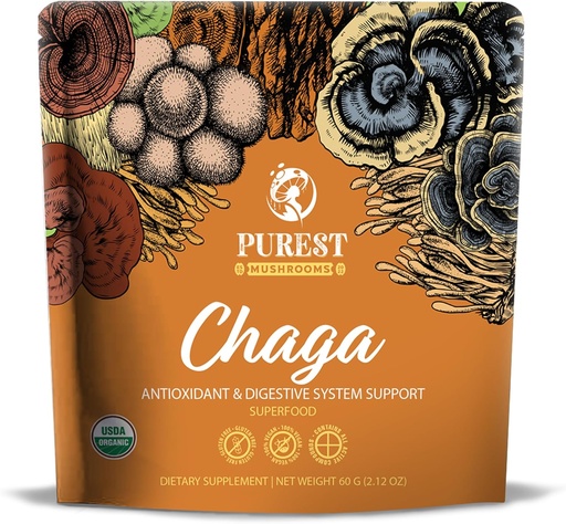 [BRSROAD7CR7RYYD5] Chaga Mushroom Extract Powder - Organic Chaga Mushroom Extract for trawienie, Natural Energy, and Immune Support - Natural Supplement for Total Wellness 60g